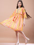 Girls Striped Georgette V-Neck Kimono Sleeves A-Line Midi Dress